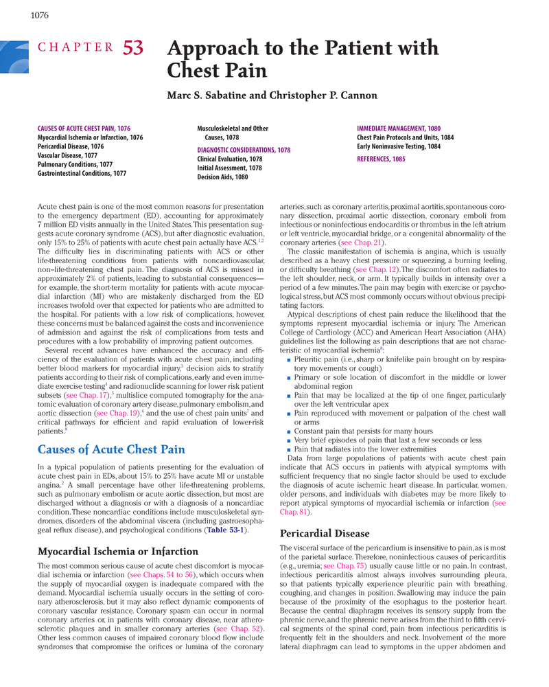 Aproach to the patient with chest pain cover