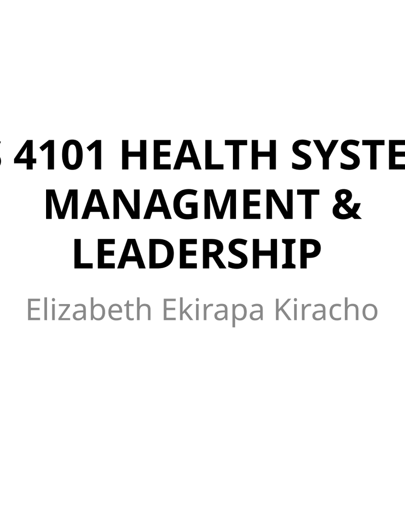 CHS 401 Health system b management and leadership and HS building cover