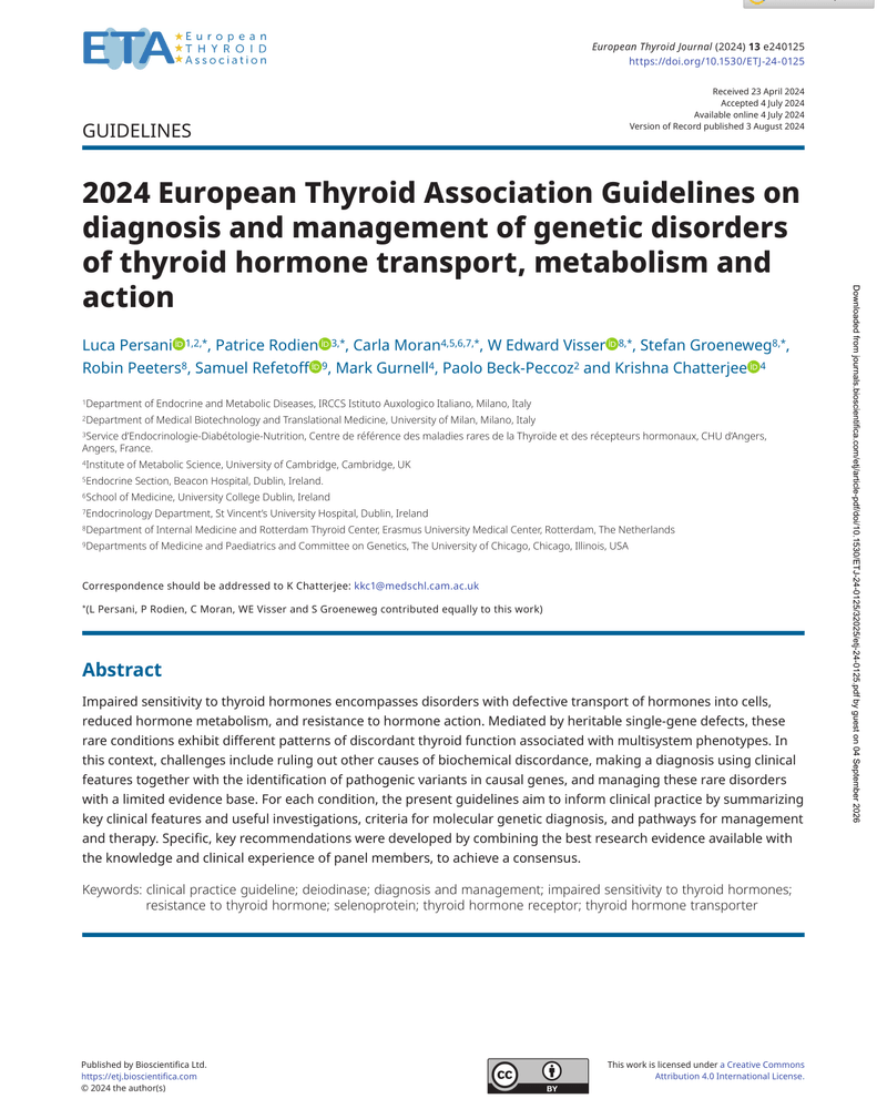 2024 European Thyroid Association Guidelines on diagnosis and management cover