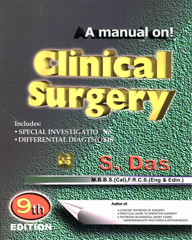 A manual on CLINICAL SURGERY S.Das 9th Ed cover