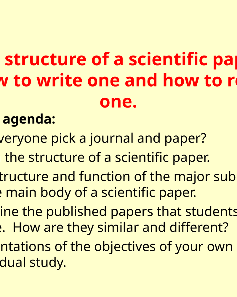 The Structure of a Scientific Paper science cover