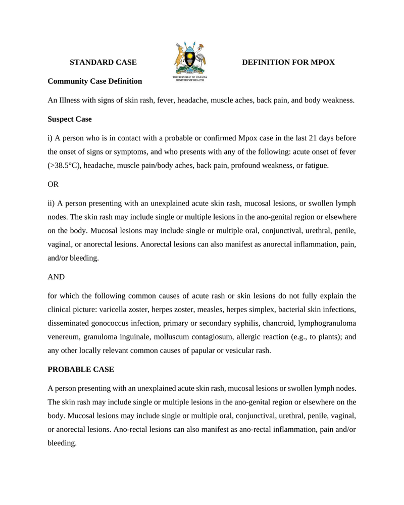 Revised Case definition Mpox 1st August 24 cover