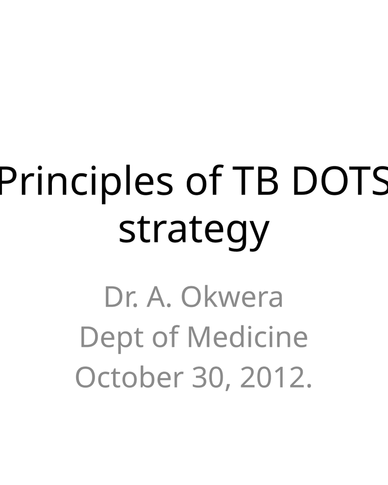 PRINCIPLES OF TB DOTS STRATEGY cover