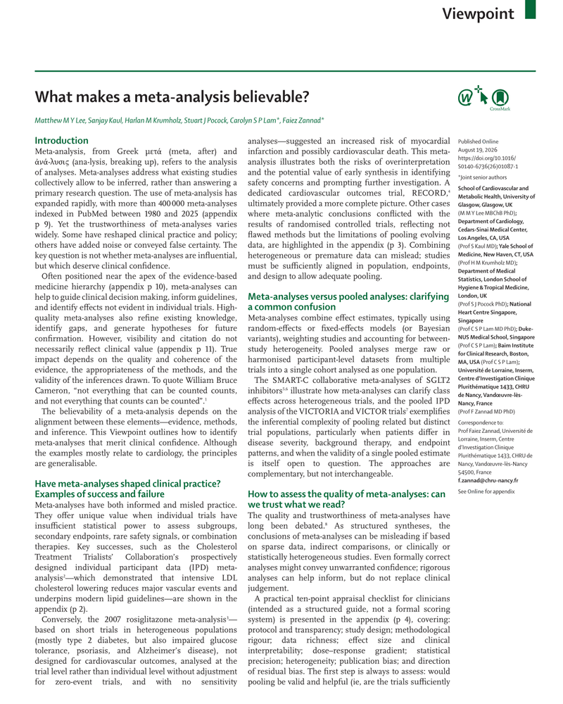 WHAT MAKES A META-ANALYSIS BELIEVABLE? cover
