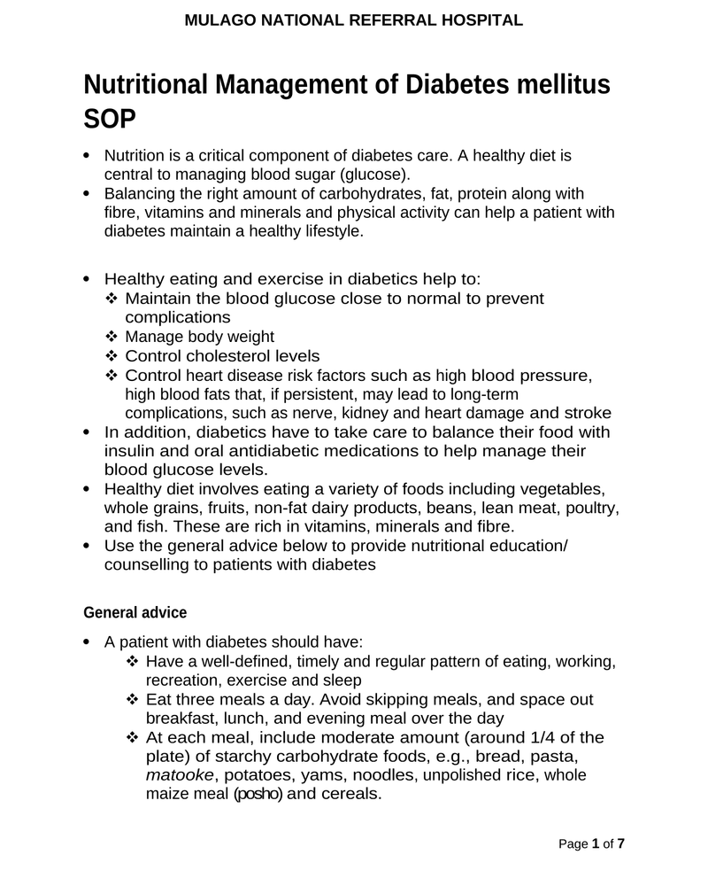 Nutritional Management of Diabetes SOP (2) cover