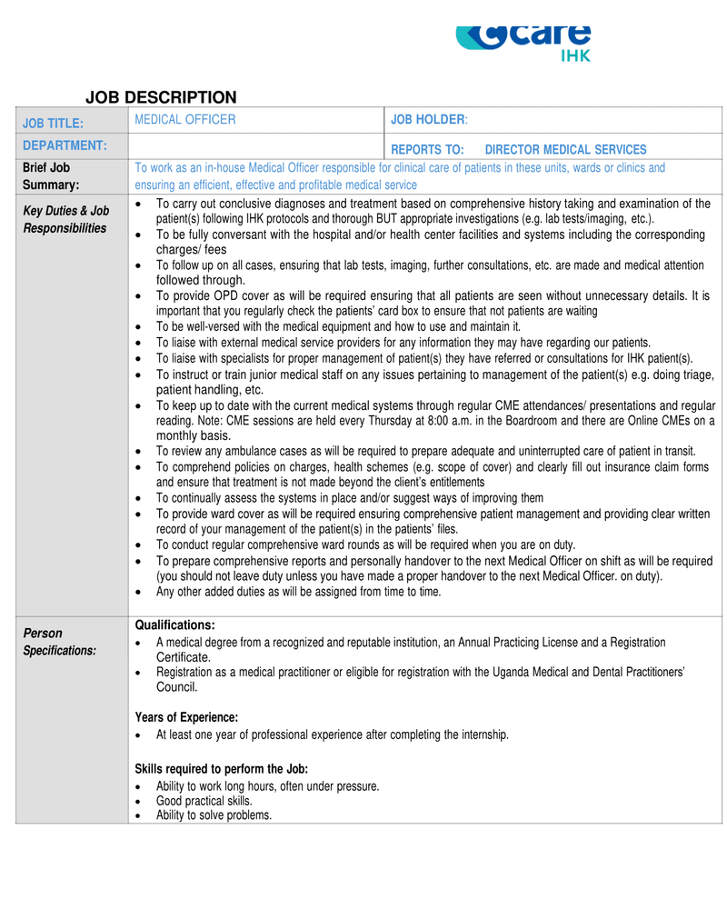 JOB DESCRIPTION cover