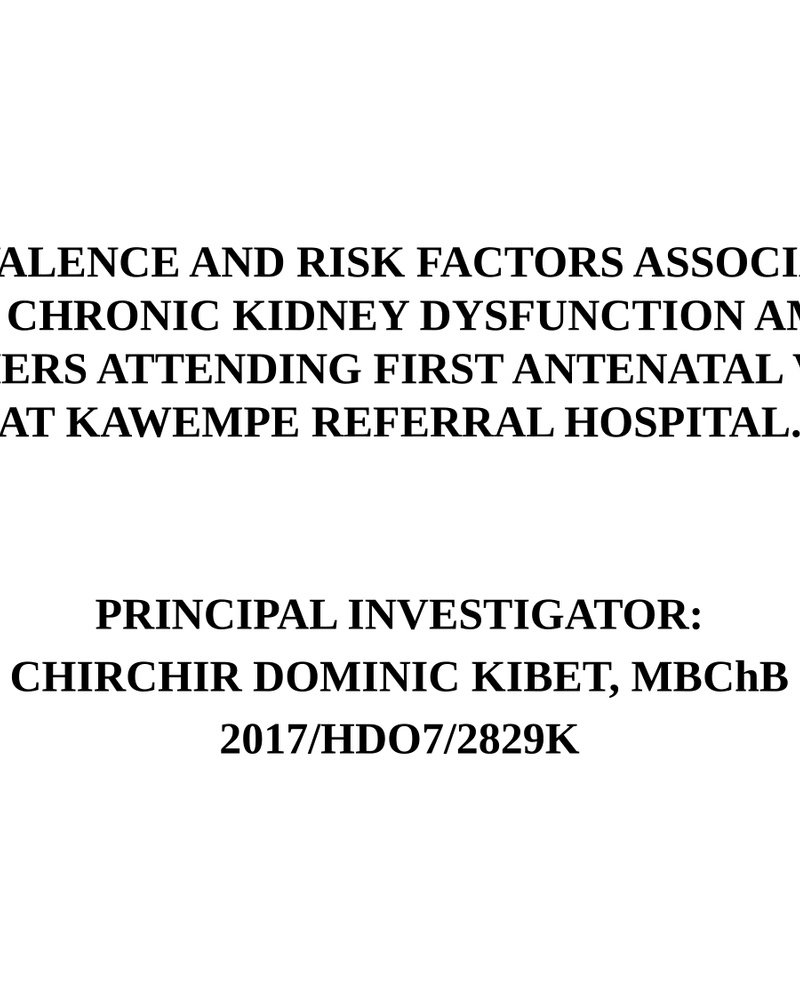 prevalence and risk factors associated with chronic kidney diasease cover