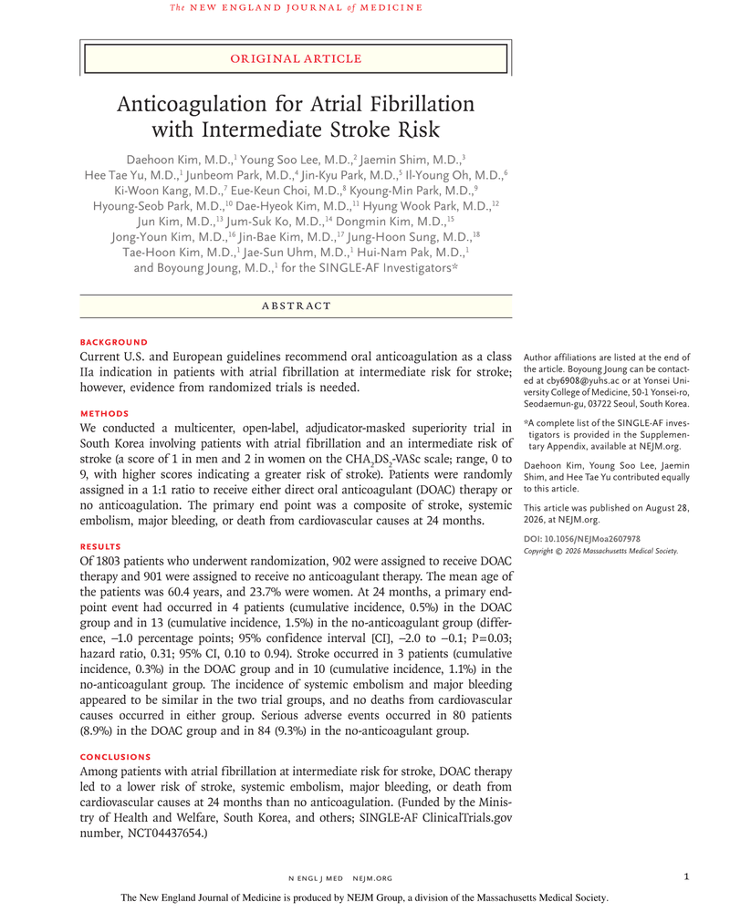 Anticoagulation for Atrial Fibrillation with Intermediate Stroke cover