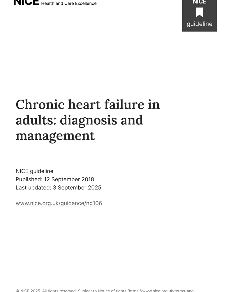 CHRONIC HEART FAILURE IN ADULTS: DIAGNOSIS AND MANAGEMENT cover