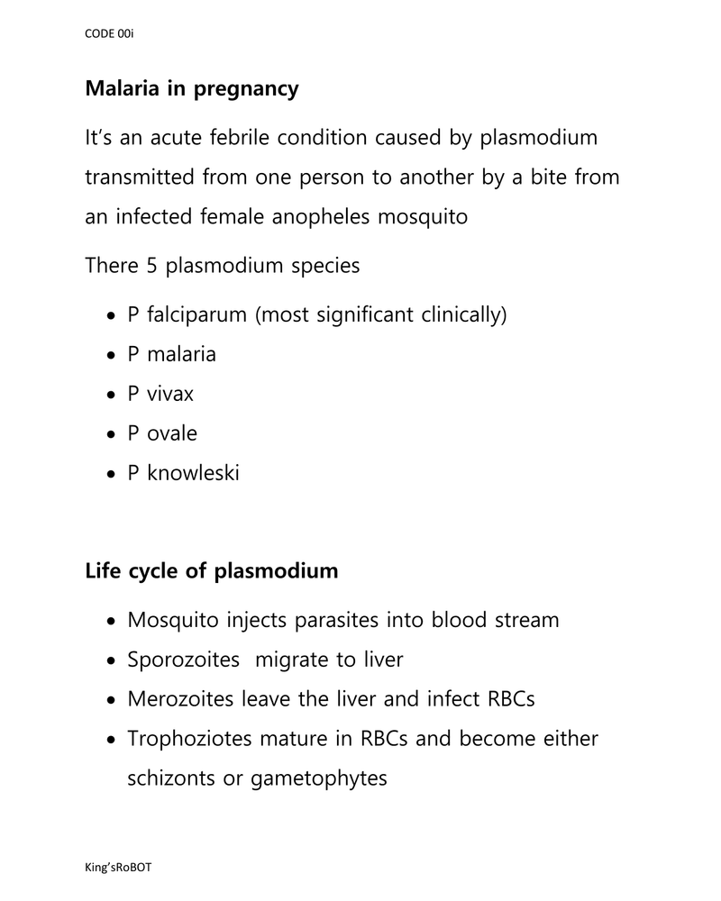 MALARIA IN PREGNANCY cover
