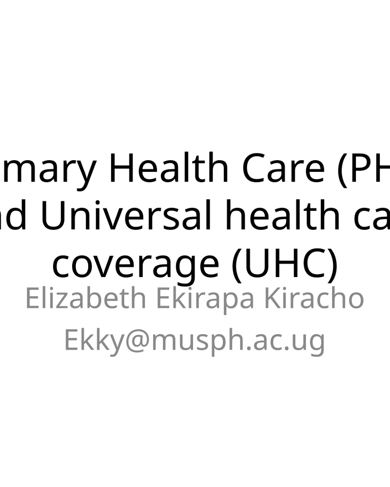 Primary health care (PHC) Implementation Cobers 2020 cover