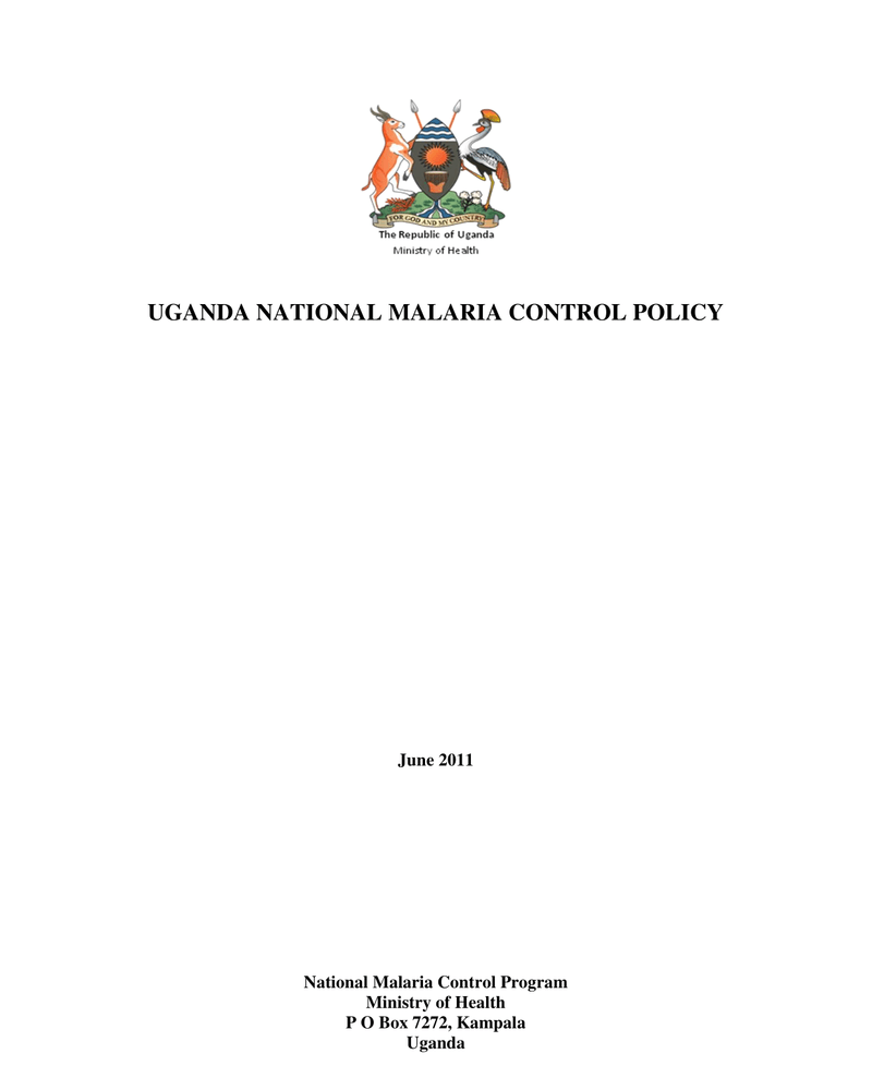 UGANDA NATIONAL MALARIA CONTROL POLICY cover