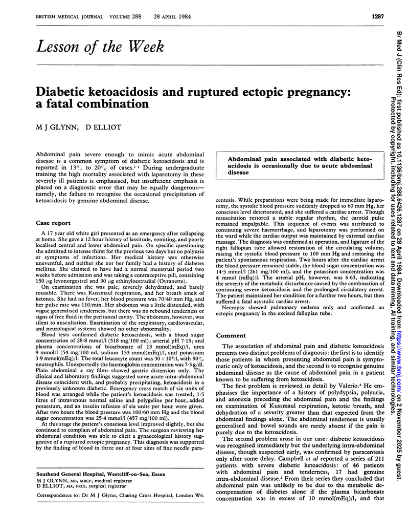 DIABETIC KETOACIDOSIS AND RUPTURED ECTOPIC PREGNANCY: A FATAL COMBINATION cover