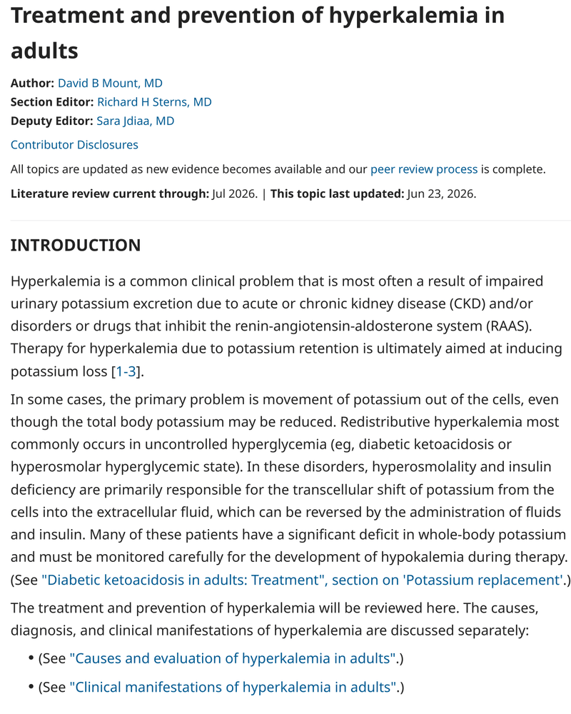TREATMENT AND PREVENTION OF HYPERKALEMIA IN ADULTS cover