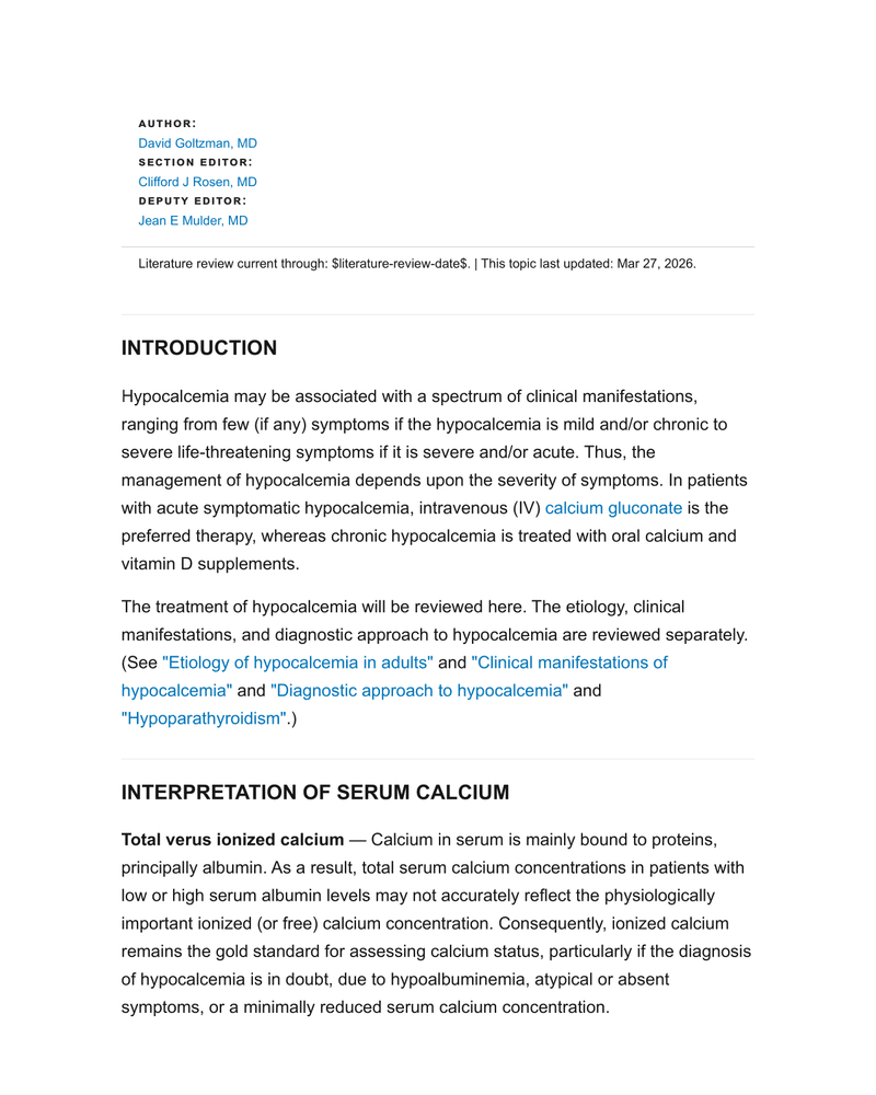 HYPOCALCEMIA cover