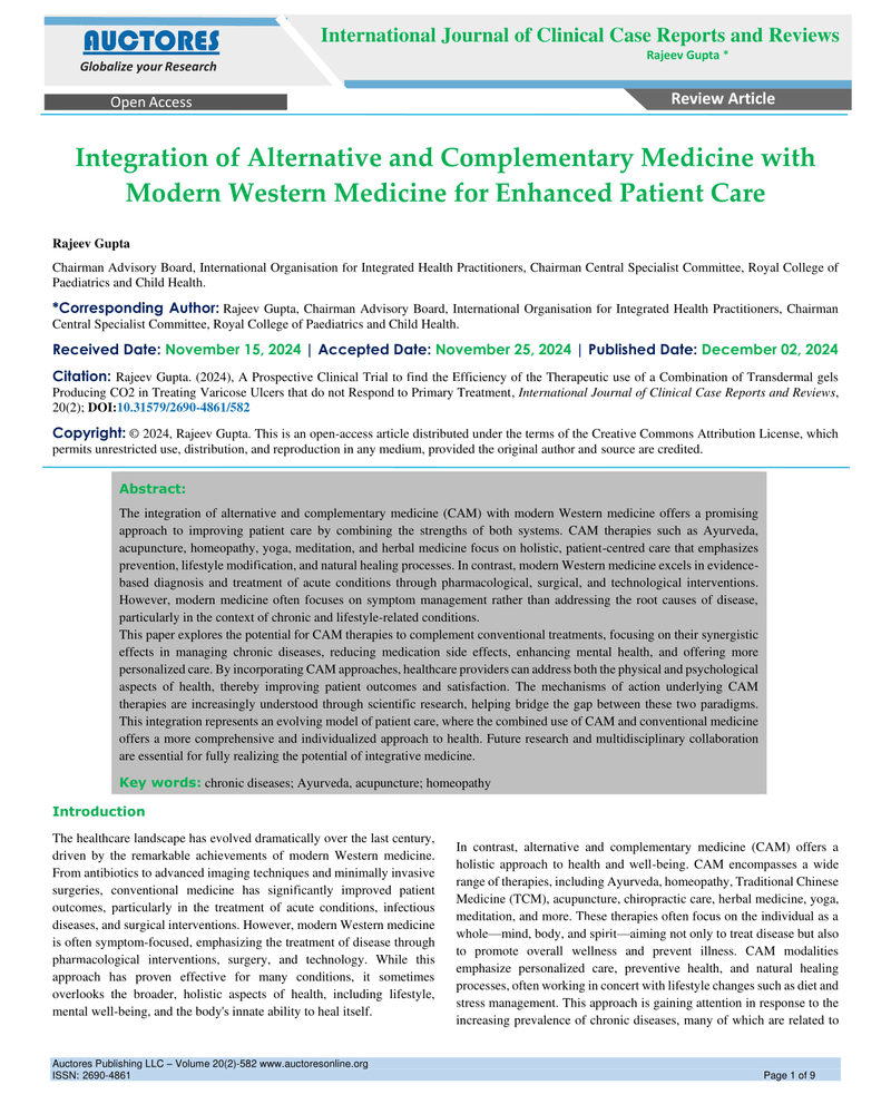 INTEGRATION OF ALTERNATIVE AND COMPLEMENTARY MEDICINE WITH MODERN WESTERN MEDICINE FOR ENHANCED PATIENT CARE cover