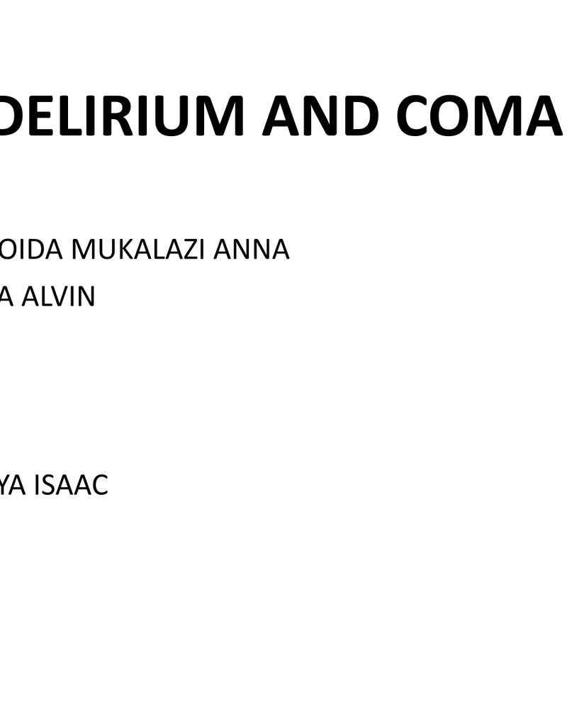 DELIRIUM AND COMA cover