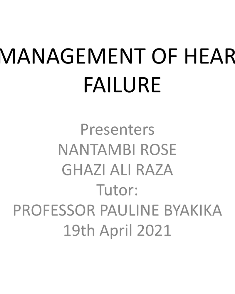MANAGEMENT OF HEART FAILURE cover