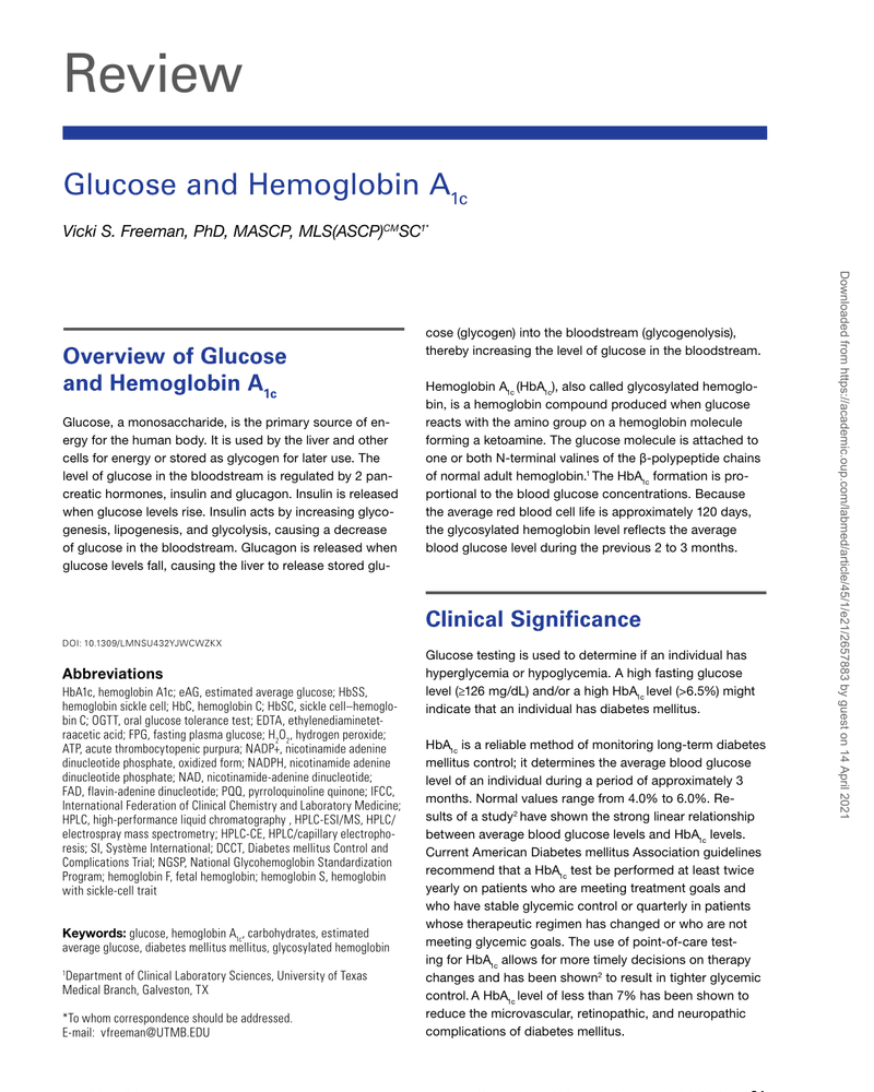 GLUCOSE AND HEMOGLOBIN A₁C cover