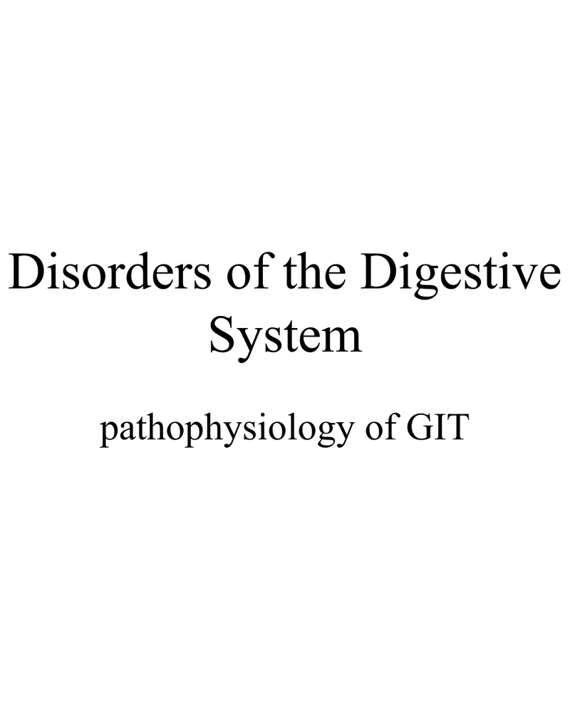 DISORDERS OF THE DIGITESTIVE TRACT cover