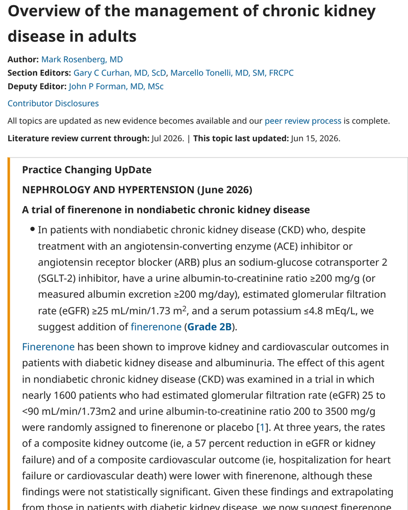 OVERVIEW OF THE MANAGEMENT OF CHRONIC KIDNEY DISEASE IN ADULTS cover