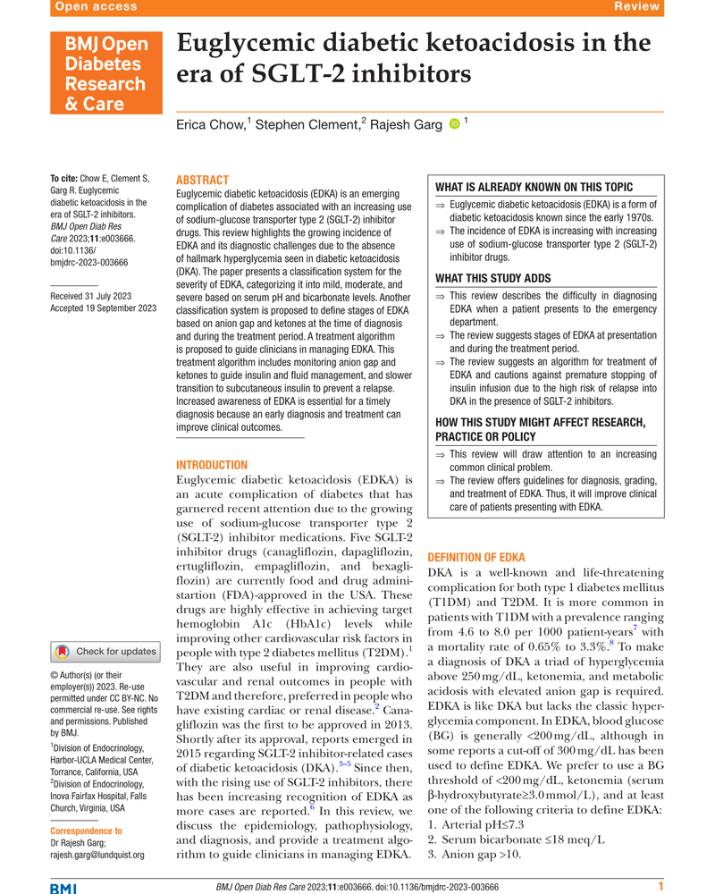 EUGLYCEMIC DIABETIC KETOACIDOSIS IN THE ERA OF SGLT-2 INHIBITORS cover