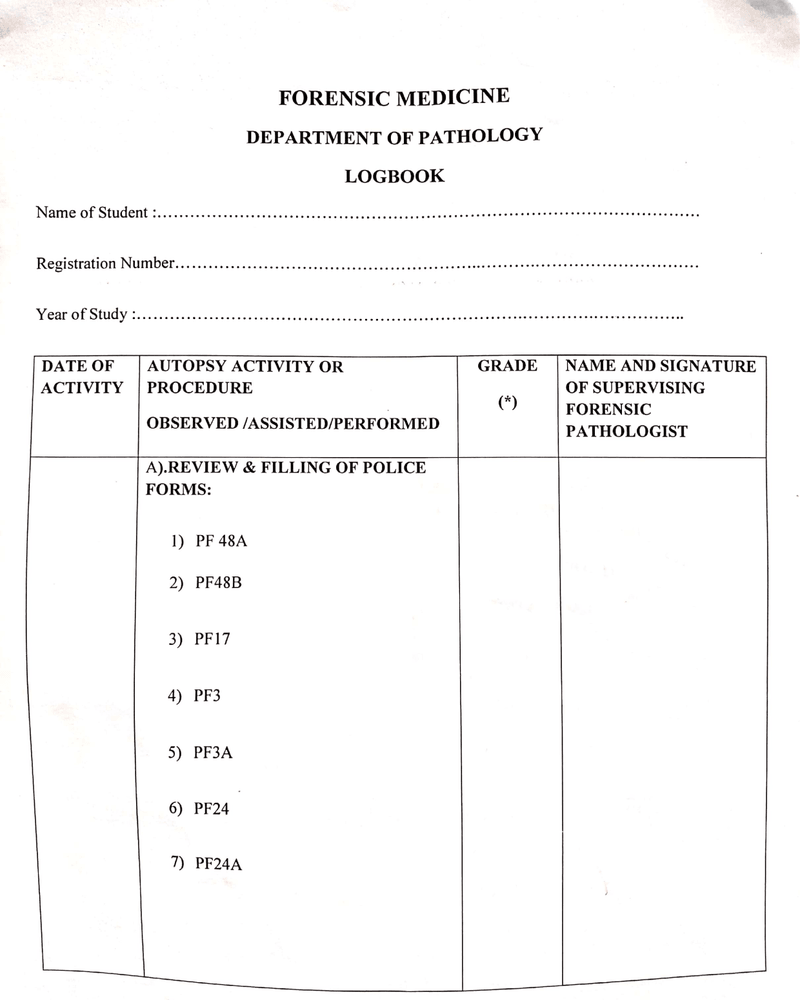 FORENSIC MEDICINE LOGBOOK cover