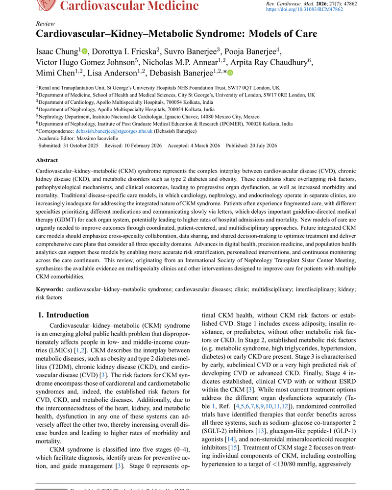 CARDIOVASCULAR–KIDNEY–METABOLIC SYNDROME: MODELS OF CARE cover