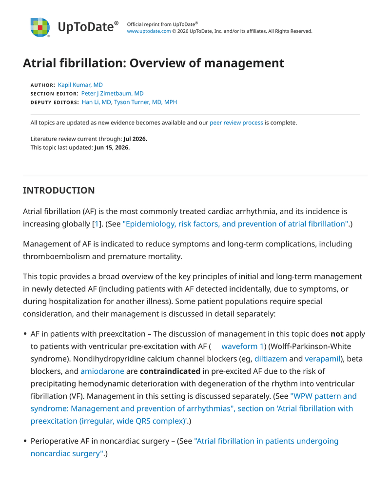 ATRIAL FIBRILLATION: OVERVIEW OF MANAGEMENT cover