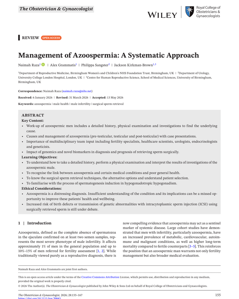 Management of Azoospermia: A Systematic Approach cover
