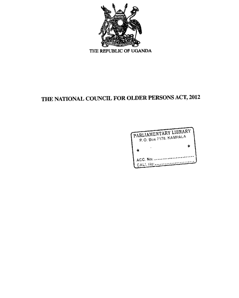 THE NATIONAL COUNCIL FOR OLDER PERSONS ACT, 2012 cover