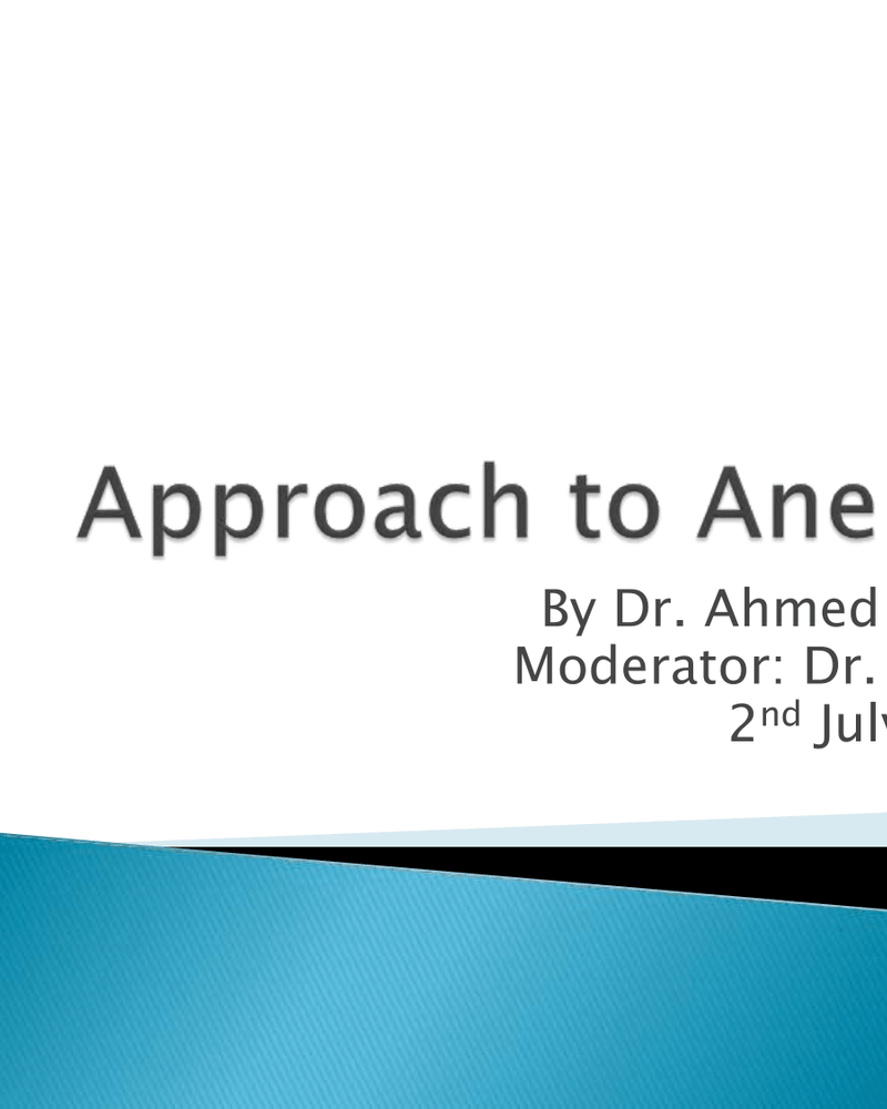 Approach to Anemia cover