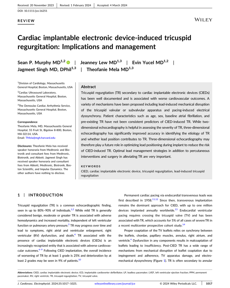 CARDIAC IMPLANTABLE ELECTRONIC DEVICE-INDUCED TRICUSPID REGURGITATION: IMPLICATIONS AND MANAGEMENT cover