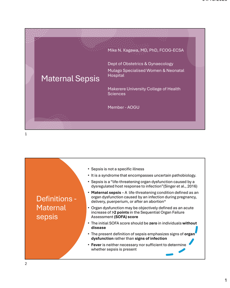 MATERNAL SEPSIS cover