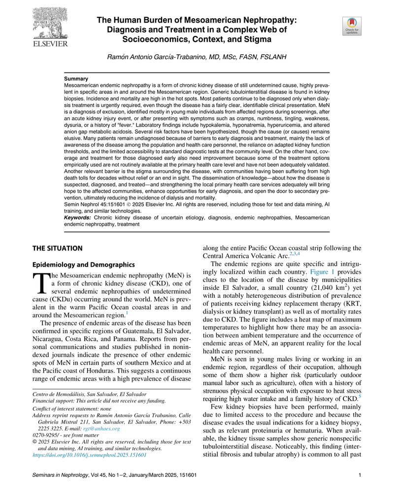 THE HUMAN BURDEN OF MESOAMERICAN NEPHROPATHY: DIAGNOSIS AND TREATMENT IN A COMPLEX WEB OF SOCIOECONOMICS, CONTEXT, AND STIGMA cover