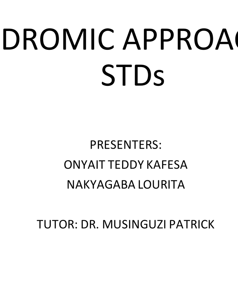 SYNDROMIC APPROACH TO STDS cover
