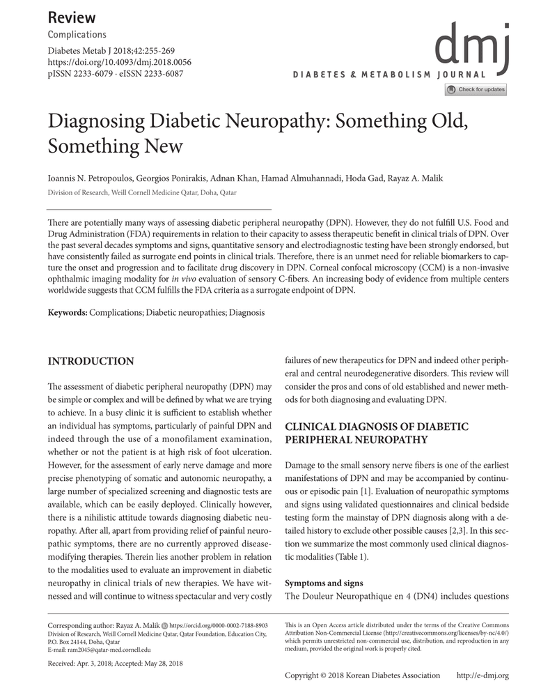 DIAGNOSING DIABETIC NEUROPATHY: SOMETHING OLD, SOMETHING NEW cover