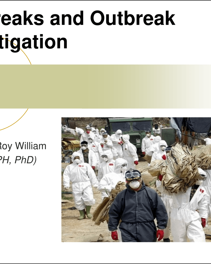 OUTBREAKS AND OUTBREAK INVESTIGATION cover