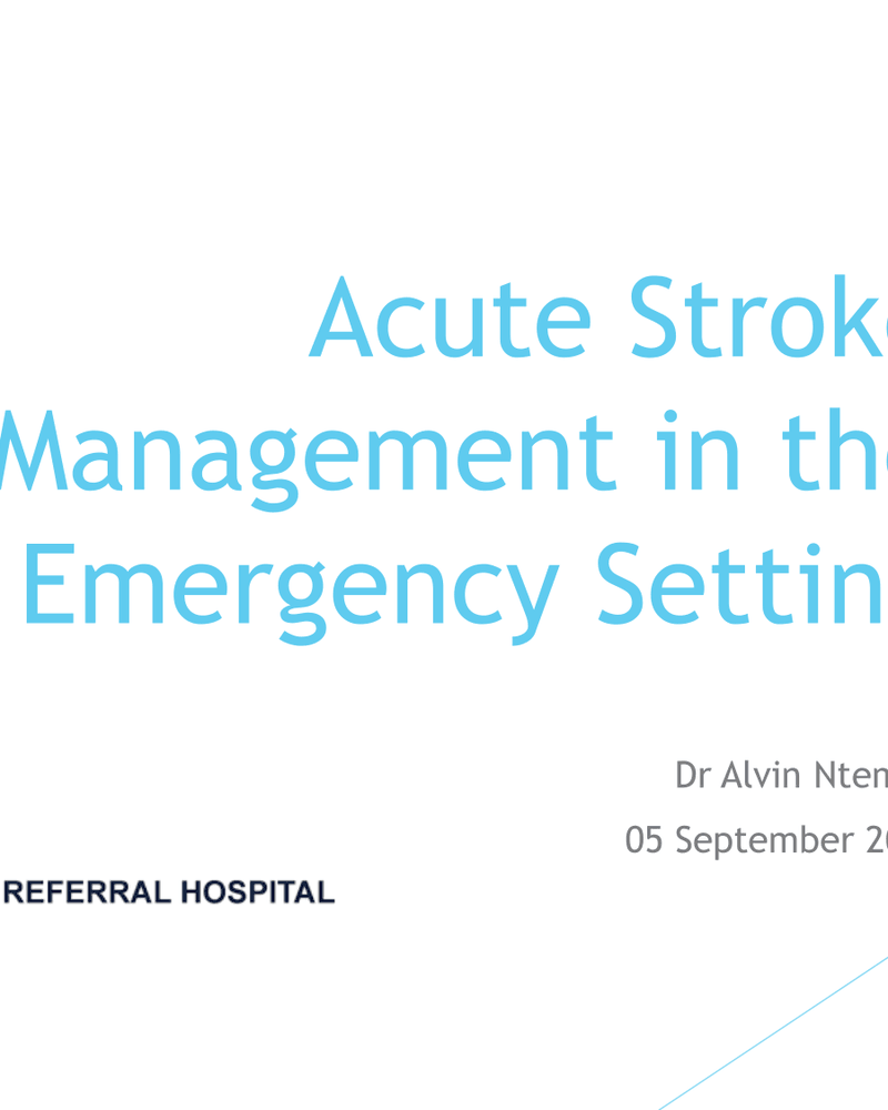 ACUTE STROKE MANAGEMENT IN THE EMERGENCY SETTING cover