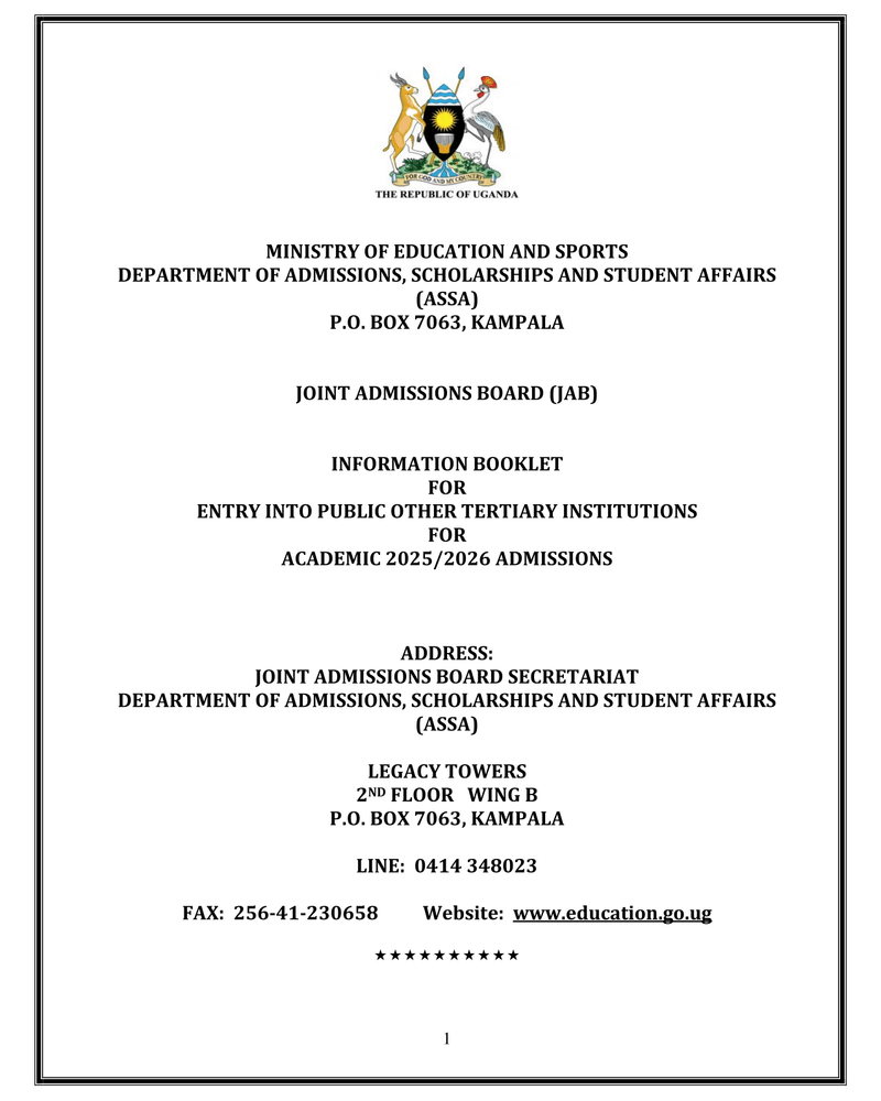 MINISTRY OF EDUCATION AND SPORTS cover