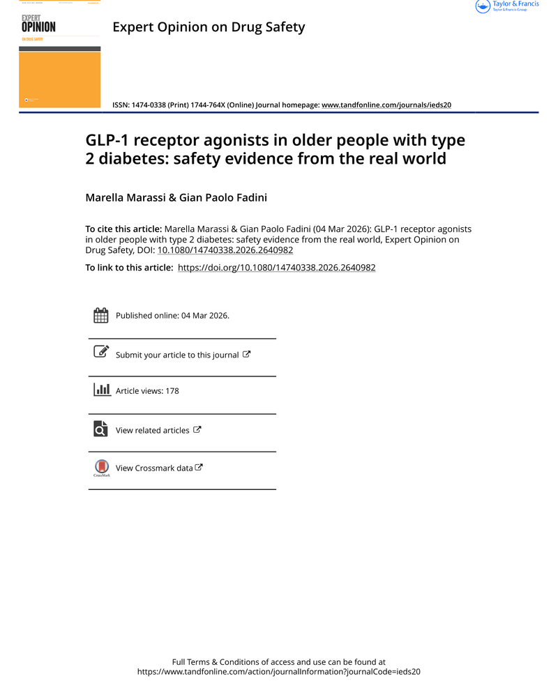 GLP-1 RECEPTOR AGONISTS IN OLDER PEOPLE WITH TYPE 2 DIABETES: SAFETY EVIDENCE FROM THE REAL WORLD cover