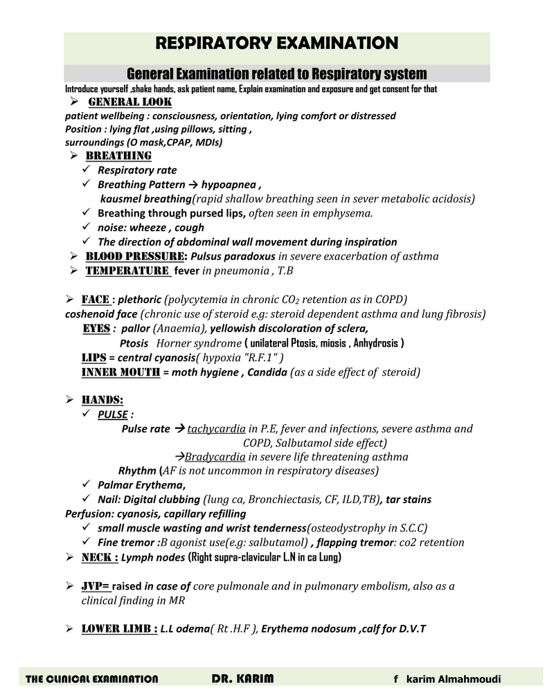 RESPIRATORY EXAMINATION cover