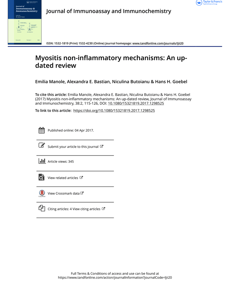 MYOSITIS NON-INFLAMMATORY MECHANISMS: AN UP-DATED REVIEW cover