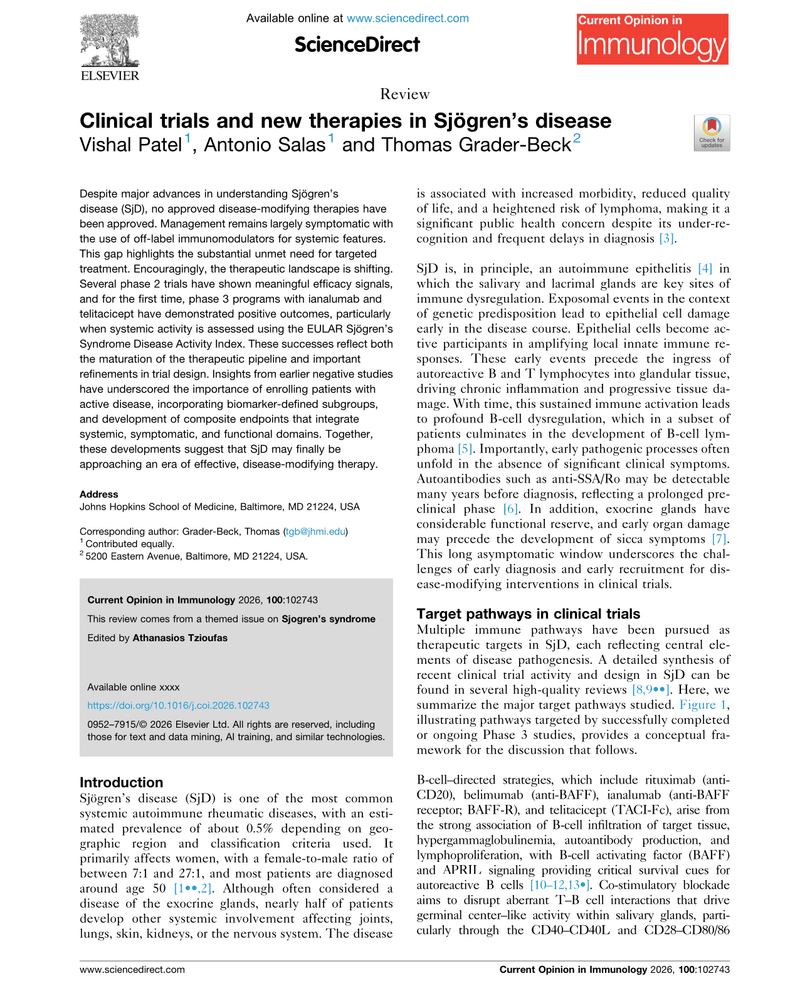 CLINICAL TRIALS AND NEW THERAPIES IN SJÖGREN’S DISEASE cover