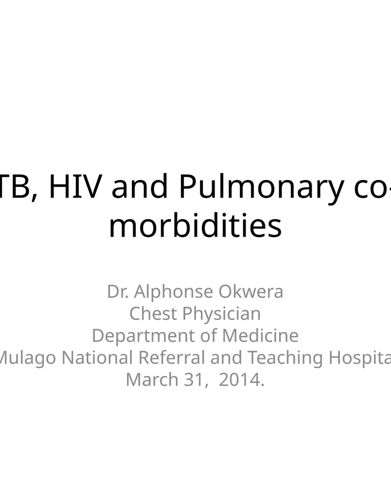 TB, HIV and Pulmonary co-morbidities 30march2014 cover