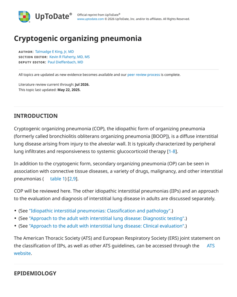 CRYPTOGENIC ORGANIZING PNEUMONIA cover