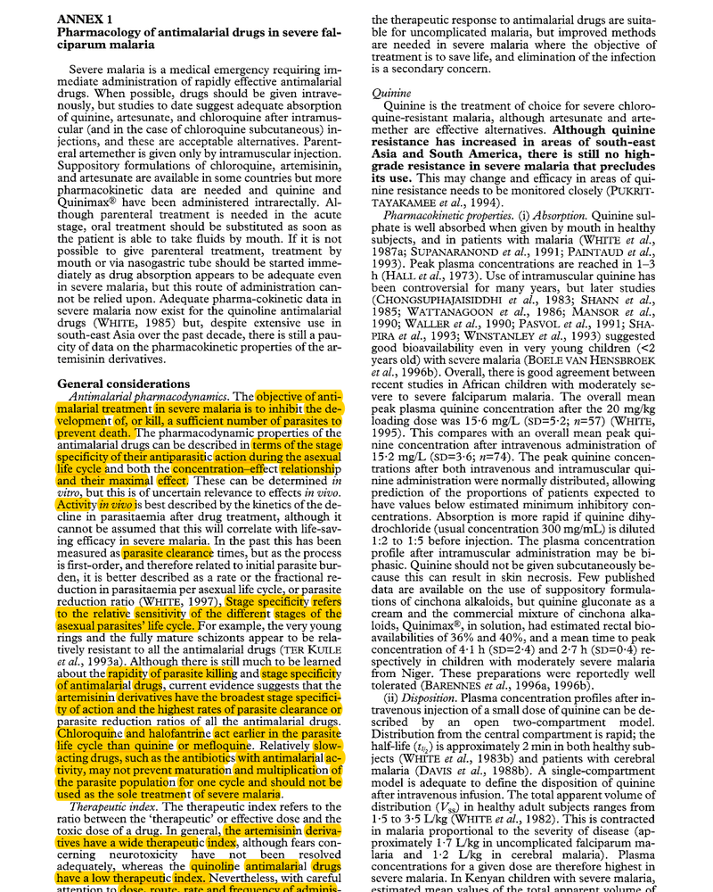 ANNEX 1: THE THERAPEUTIC RESPONSE TO ANTIMALARIAL DRUGS cover