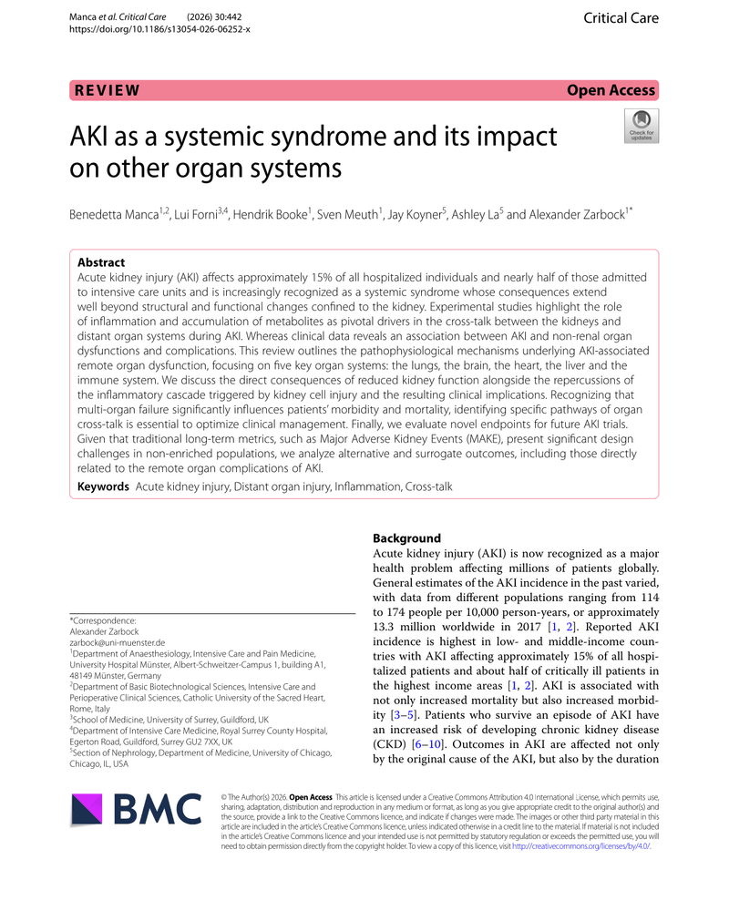 AKI AS A SYSTEMIC SYNDROME AND ITS IMPACT ON OTHER ORGAN SYSTEMS cover