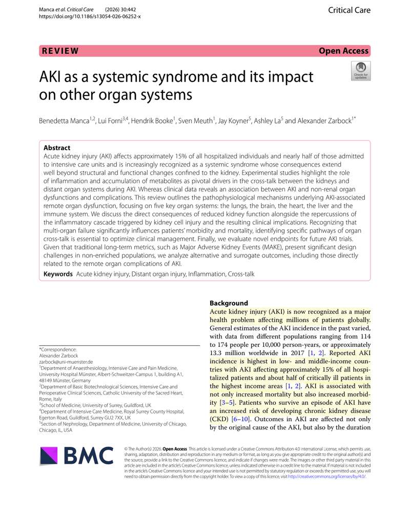 AKI AS A SYSTEMIC SYNDROME AND ITS IMPACT ON OTHER ORGAN SYSTEMS cover