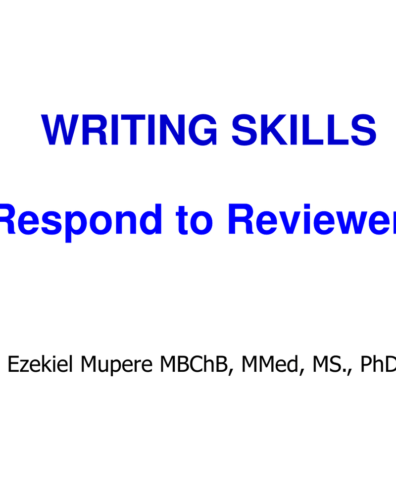 WRITING SKILLS: RESPOND TO REVIEWERS cover